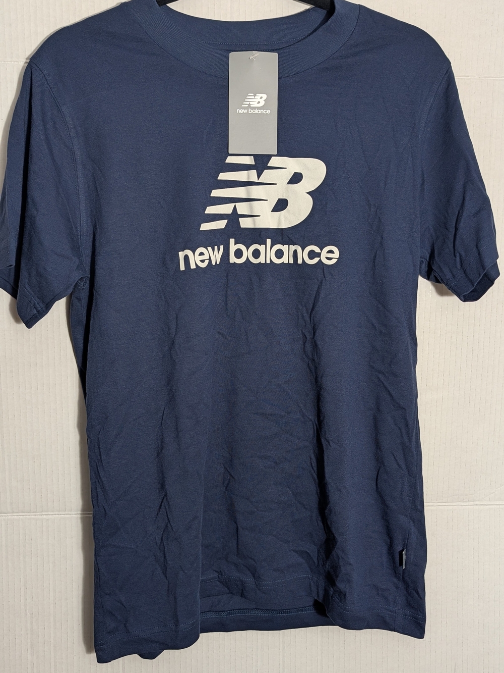 New Balance Stacked Navy Short-Sleeve Logo Tee Small
